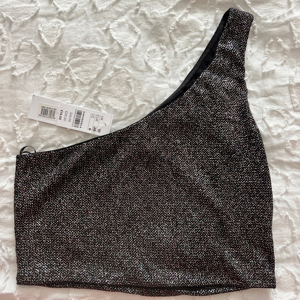 Top shop one shoulder sparkle top